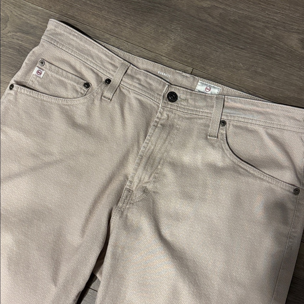 Men's Adriano Goldschmied Everett slim straight white herringbone Pants 35 x 32 - Picture 3 of 9